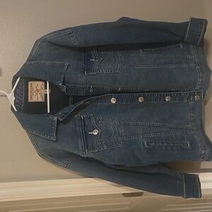 True Religion Blue Denim Women's Oversize Logo Jacket
